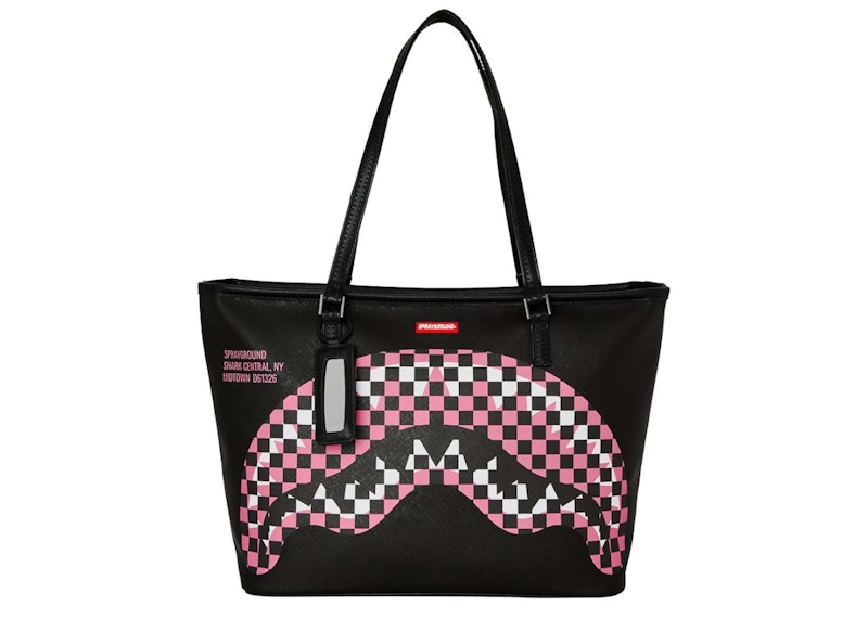 Pre-owned Sprayground Central Breakup Check Sorbet Tote In Grey In Gray