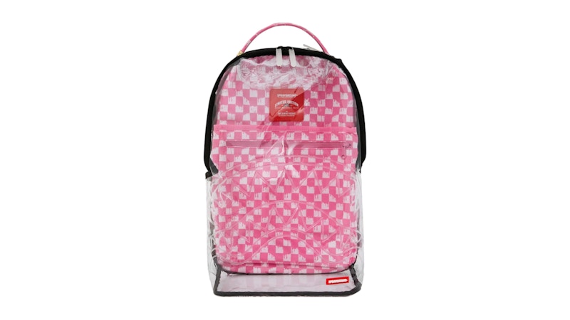 Sprayground Clear DLX Checked Out Backpack Pink Drip
