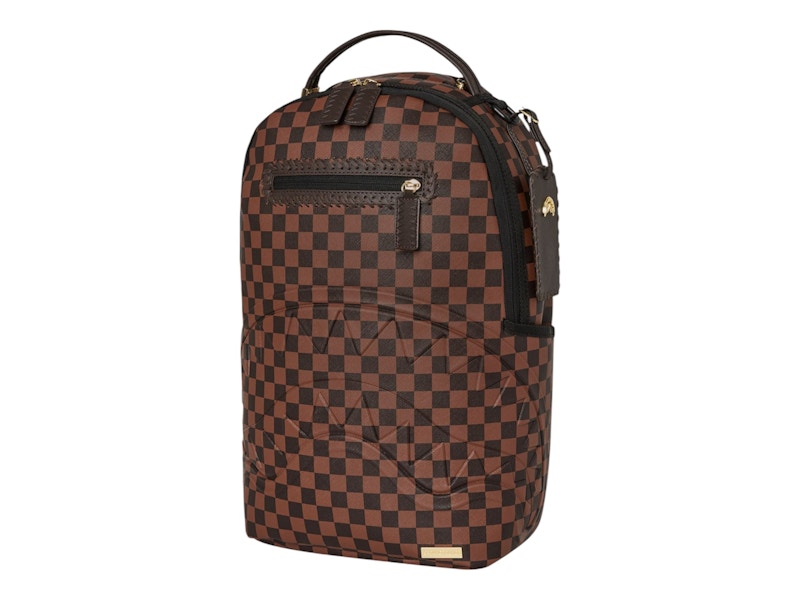 Pre-owned Sprayground Core Emboss Check Backpack Backpack In Brown Black In Multi