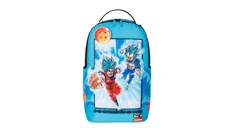 Pre-owned Sprayground Dragon Ball Z Super Saiyan Blue Goku And Vegeta Backpack In Multi