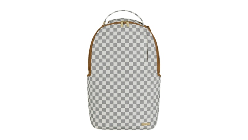 Sprayground Embossed Cream Checkerboard Backpack in White/Grey
