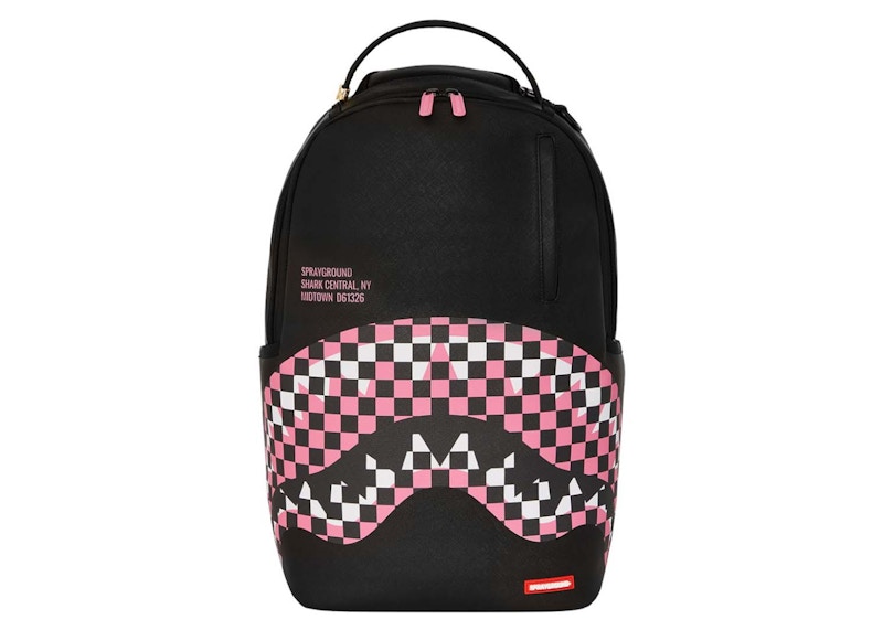 Pre-owned Sprayground Fly Knit Mouth Dlx Satin Backpack In Black/pink In Multi