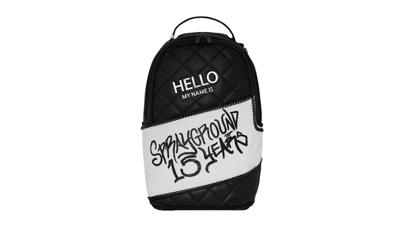 Pre-owned Sprayground Hello My Name Is 15 Years Quilted Backpack In Multi