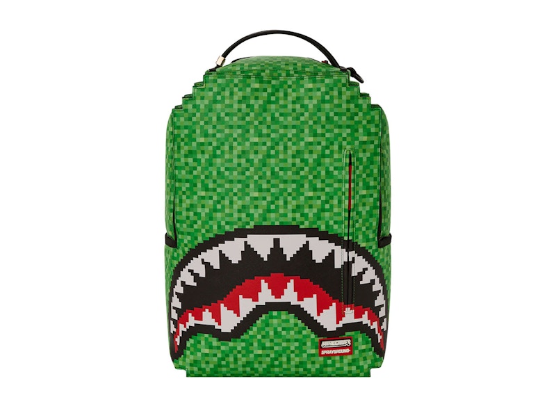 Pre-owned Sprayground Minecraft Creeper Shark Backpack In Green