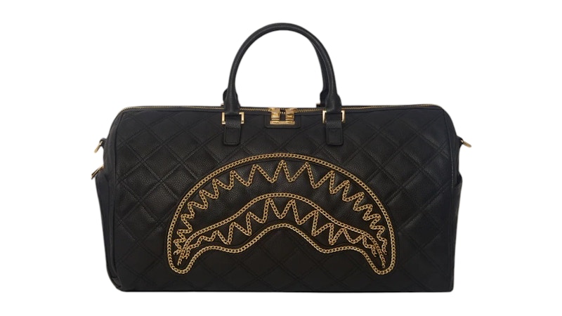 Sprayground Noir Quilt Gold Chain Shark Duffle Multicolor