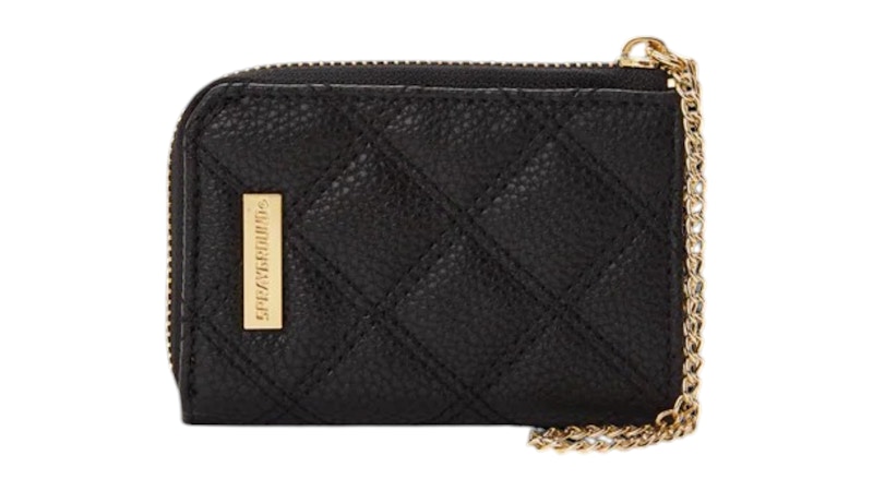 Sprayground Noir Quilt Gold Chain Shark Wallet Multicolor