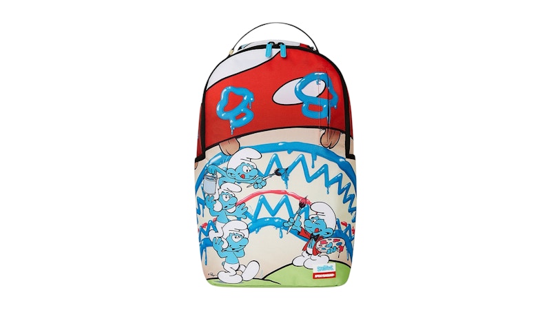 Pre-owned Sprayground Painting Smurfs Dlxr Backpack In Multi