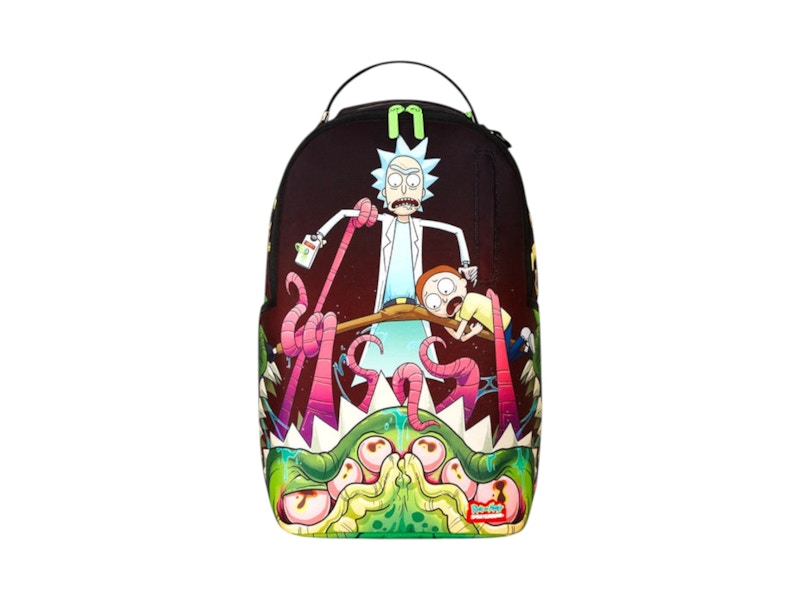Pre-owned Sprayground Rick And Morty Dlxr Alien Mouth Half Sharkmouth Dlxr Backpack In Multi