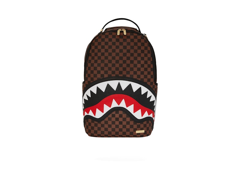 Pre-owned Sprayground Sawtooth Sharks In Paris Dlxsv Backpack In Brown/black/red In Multi