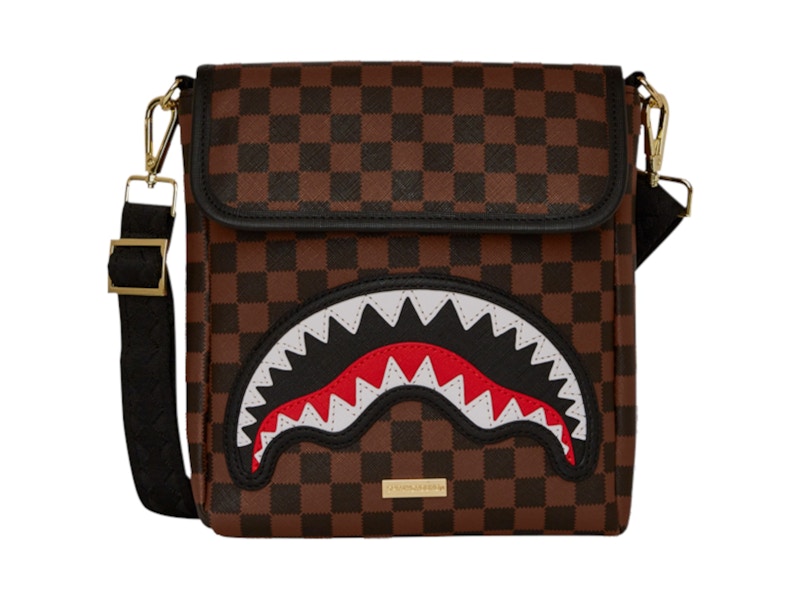 Pre-owned Sprayground Sawtooth Sharks In Paris Messenger Sling In Brown