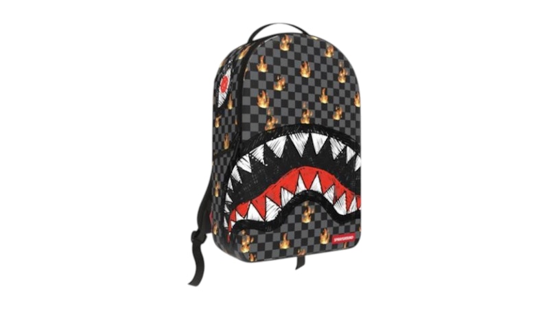 Sprayground Scribble Fire Check Backpack Black/Grey