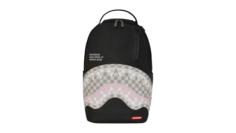 Sprayground Shark Central Cream Black Check Backpack Multicolor