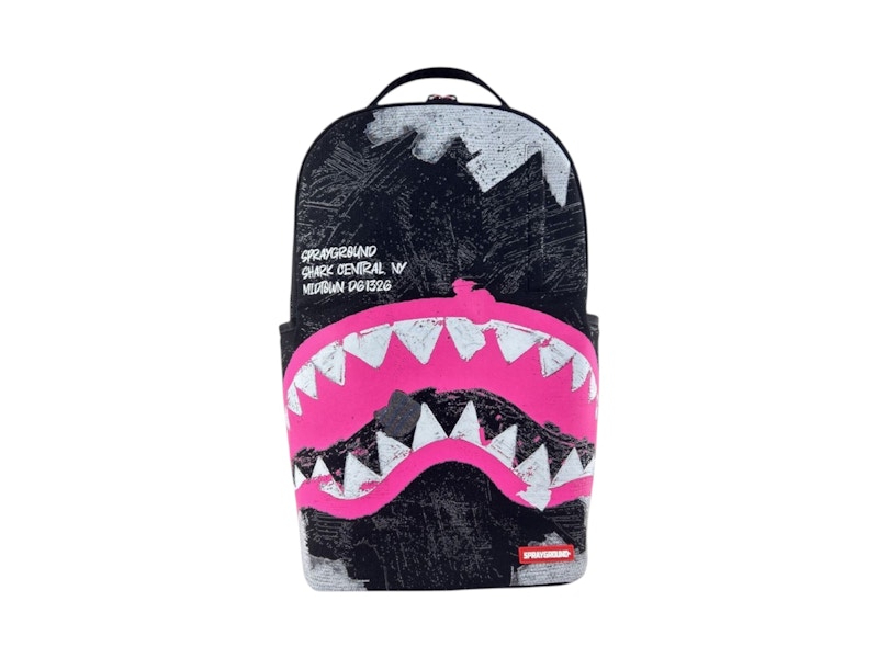 Pre-owned Sprayground Shark Central Sorbet Hand Painted Dlxcotton Backpack In Multi