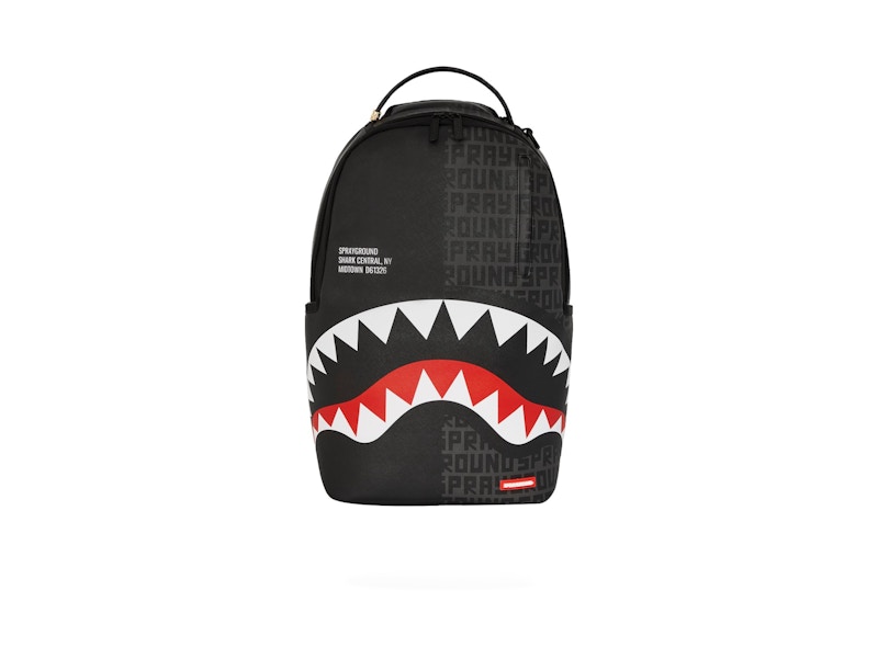Pre-owned Sprayground Shark Central Split Infinity Dlxsv Backpack In Black/red In Multi
