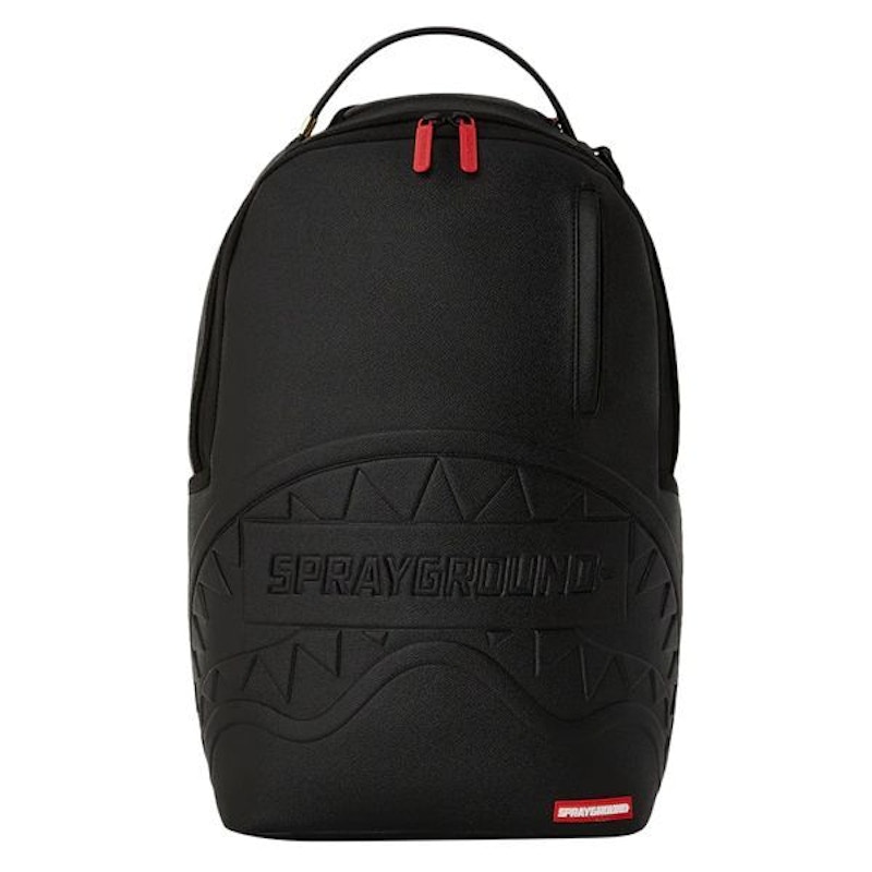 Pre-owned Sprayground Shark Smash Logo Dlxs Embossed Backpack In Black/grey