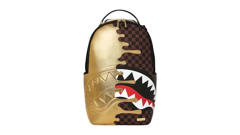 Sprayground Sharks In Paris Gold Backpack Brown/Gold