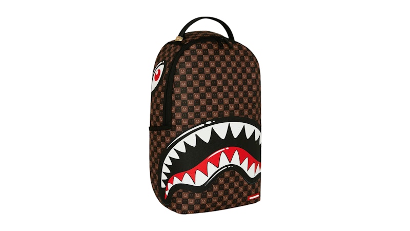 Sprayground Sharks In Paris WTF Bubble Brown Check Backpack Brown