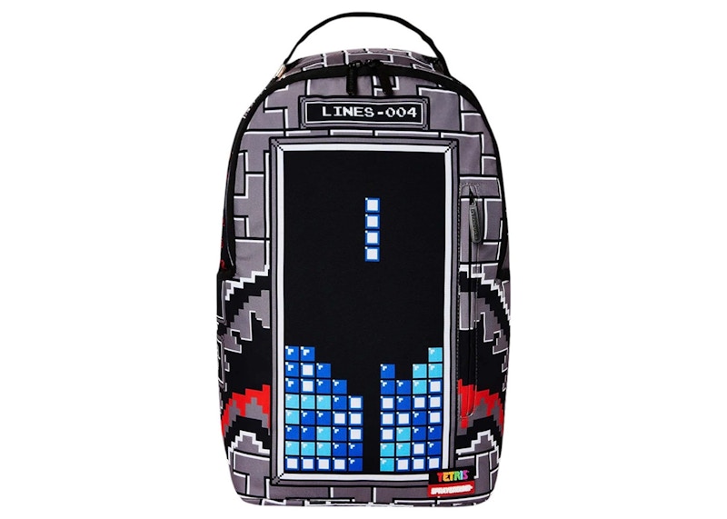 Pre-owned Sprayground X Tetris Shark Stacker (dlxsr) Backpack In Grey