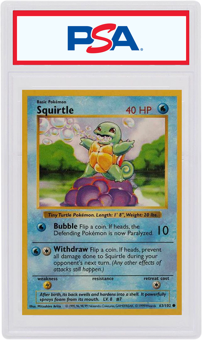 Details about   1999 Pokemon Card Game Lot Base Set Shadowless Squirtle 63/102 Water Type Energy 