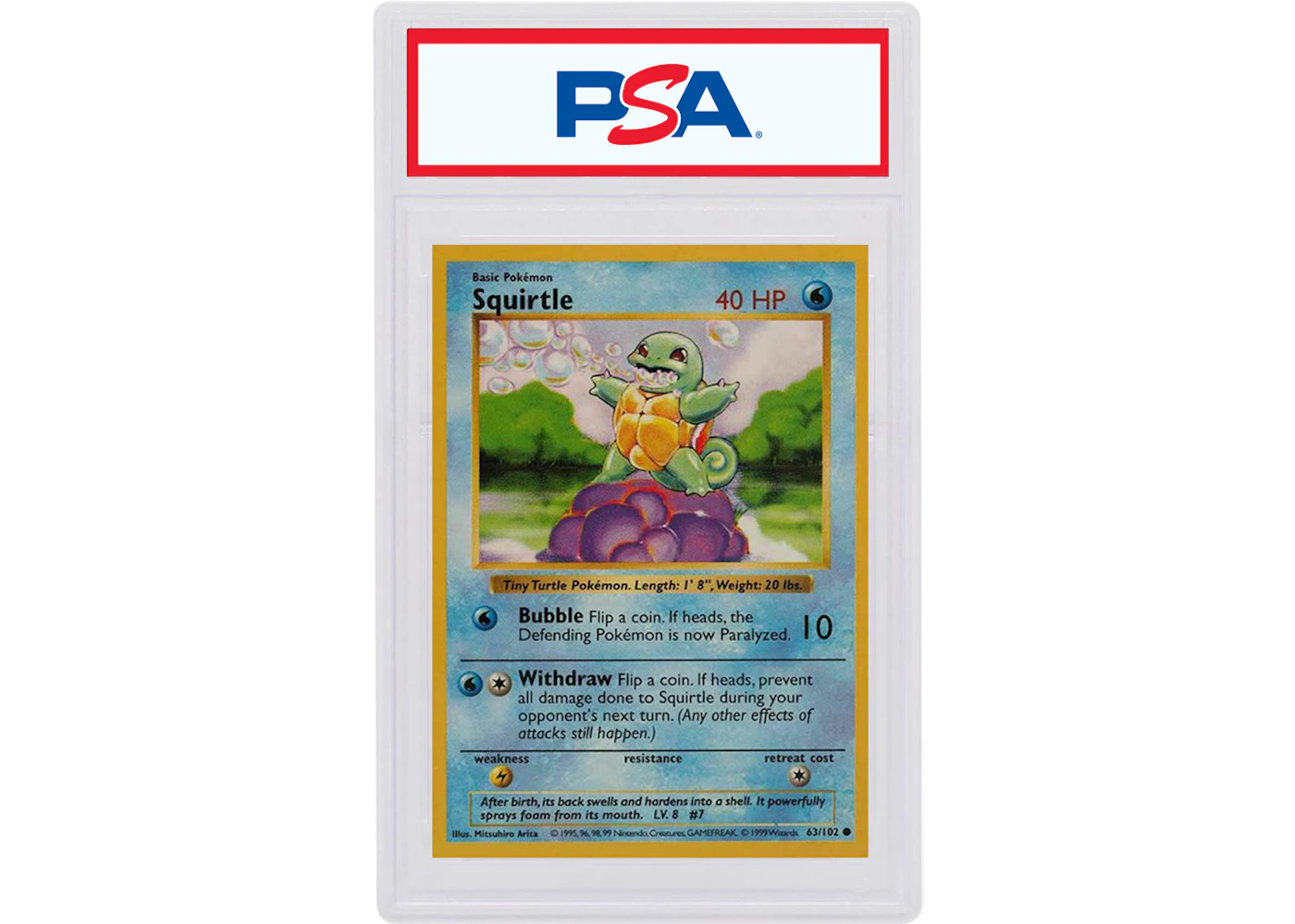 Squirtle 1999 Pokemon TCG Base Set Shadowless #63/102 (PSA or BGS Graded) - 1999 - US Squirtle 1999 Pokemon TCG Base Set Shadowless #63/102 (PSA or BGS Graded) - 1999 - US