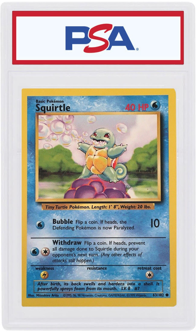 Squirtle 1999 Pokemon TCG Base Set Shadowless #63/102 - 1999 - US