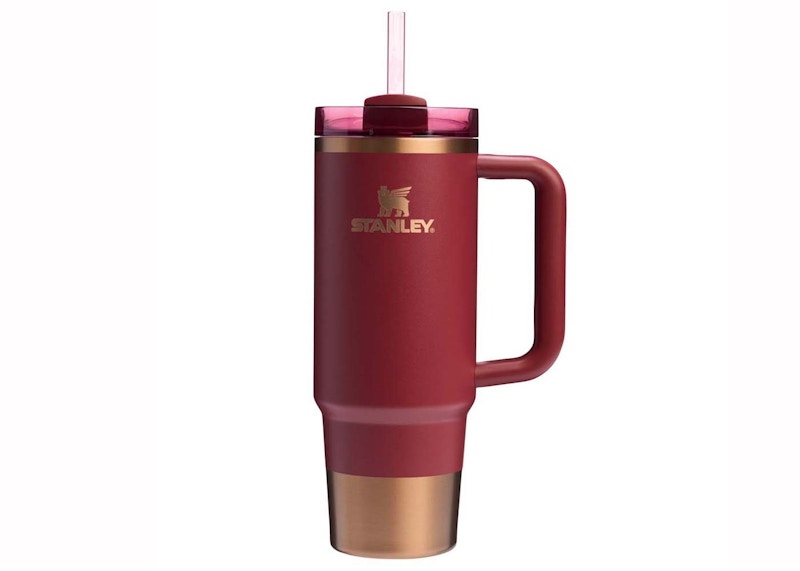 Pre-owned Stanley Comfort & Joy Collection Flowstate Holiday Quencher 30oz Tumbler In Gilded Pomegranate In Red