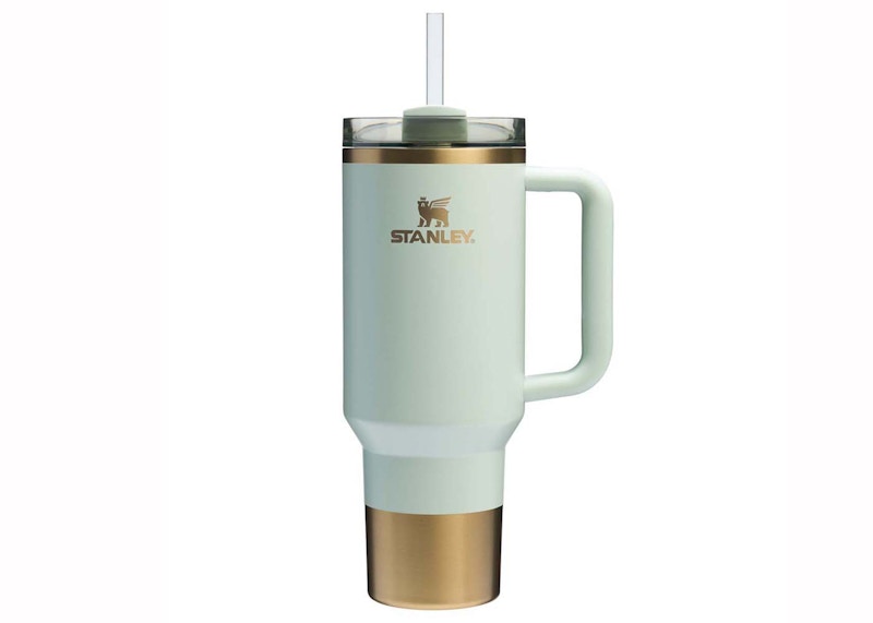 Pre-owned Stanley Comfort & Joy Collection Flowstate Holiday Quencher 40oz Tumbler In Gilded Celadon