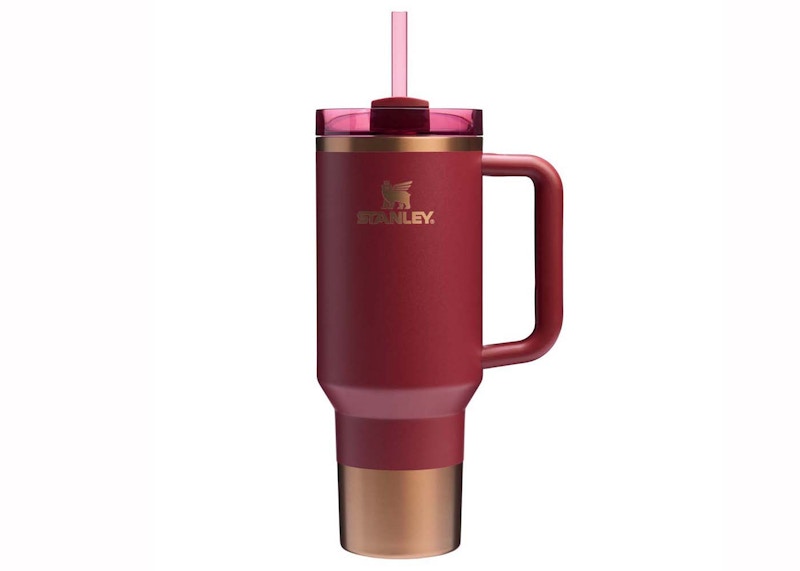 Pre-owned Stanley Comfort & Joy Collection Flowstate Holiday Quencher 40oz Tumbler In Gilded Pomegranate