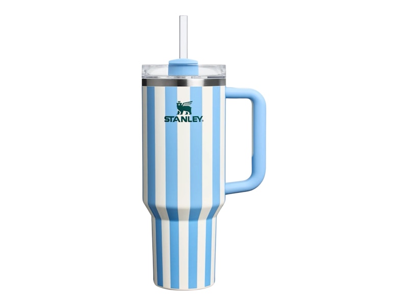 Pre-owned Stanley Flowstate Quencher 40oz Tumbler In Cornflower Cabana Gloss In Blue