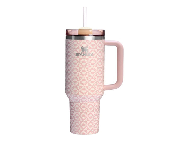 Pre-owned Stanley Flowstate Quencher 40oz Tumbler In Peach Whip Sunflower