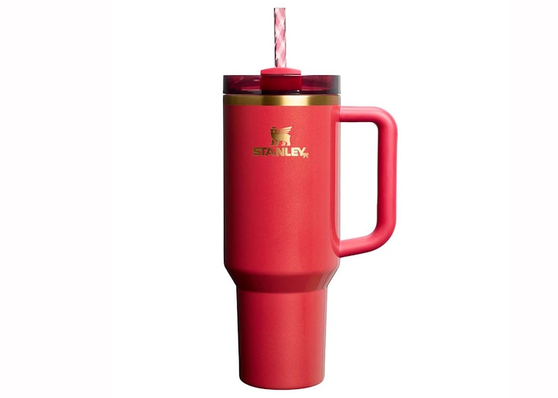 Pre-owned Stanley Flowstate Quencher 40oz Tumbler In Scarelet Red Tinsel