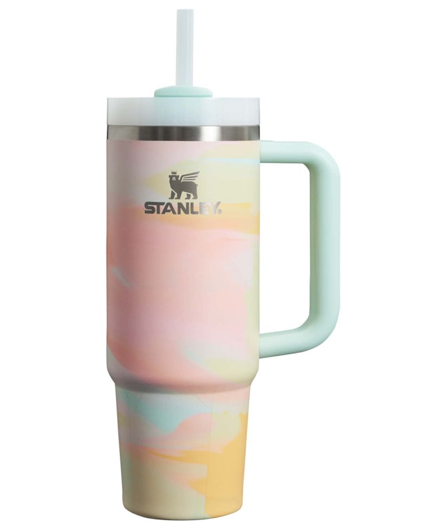 Pre-owned Stanley The Clean Slate Flowstate Quencher 30oz Tumbler Warm Serene Brushstroke