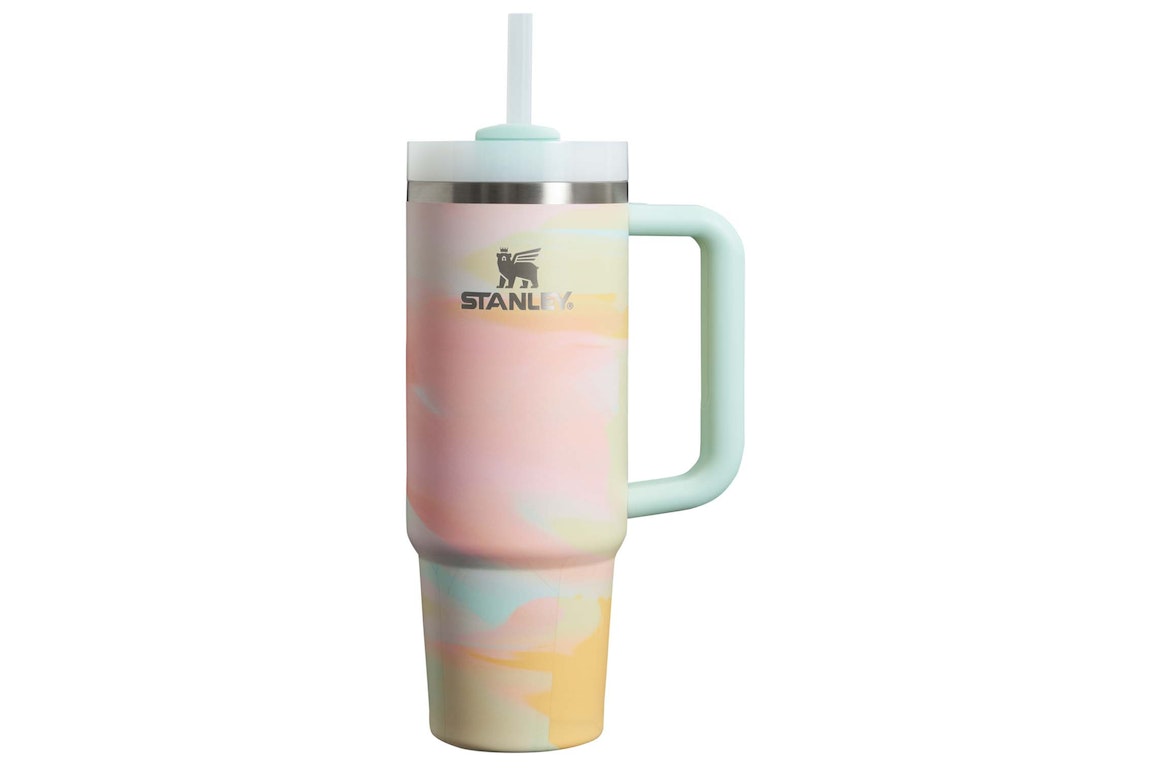 Pre-owned Stanley The Clean Slate Flowstate Quencher 30oz Tumbler Warm Serene Brushstroke