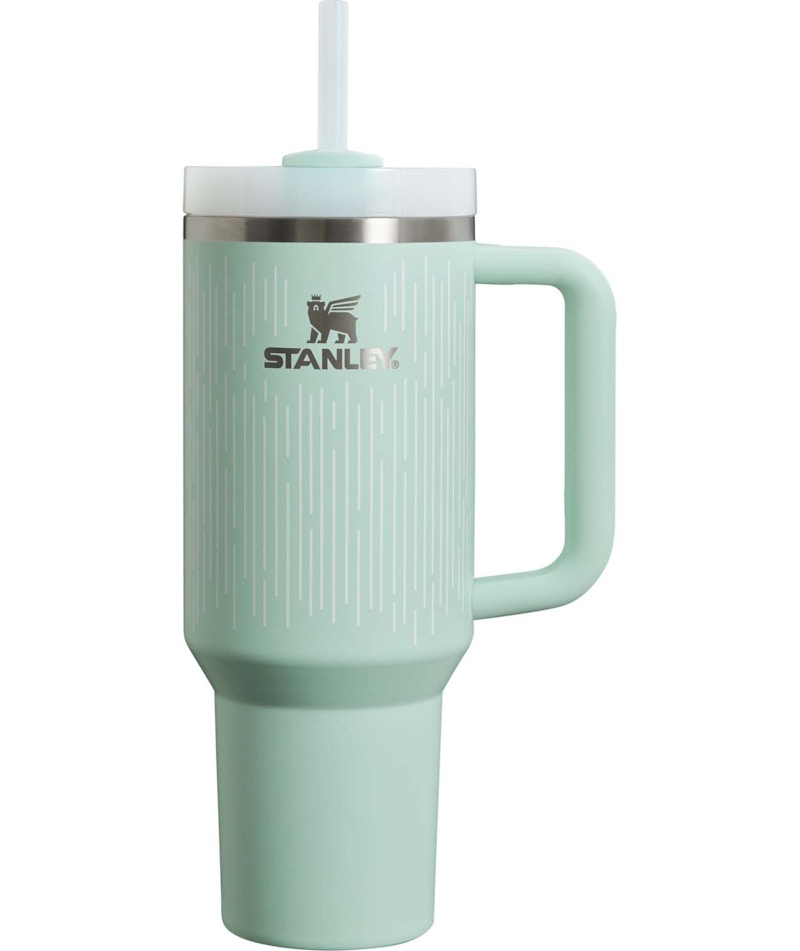 Pre-owned Stanley The Clean Slate Flowstate Quencher 40oz Tumbler In Soft Rain Mint In Green