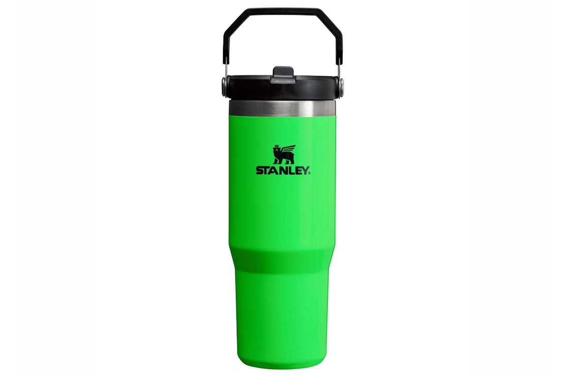 Pre-owned Stanley The Neon Collection Iceflow Flip Straw 30oz Tumbler Neon Green