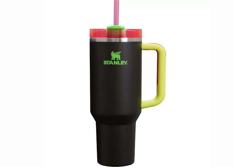 Pre-owned Stanley The Spring Fling Collection Flowstate Quencher 40oz Tumbler In Black Neon