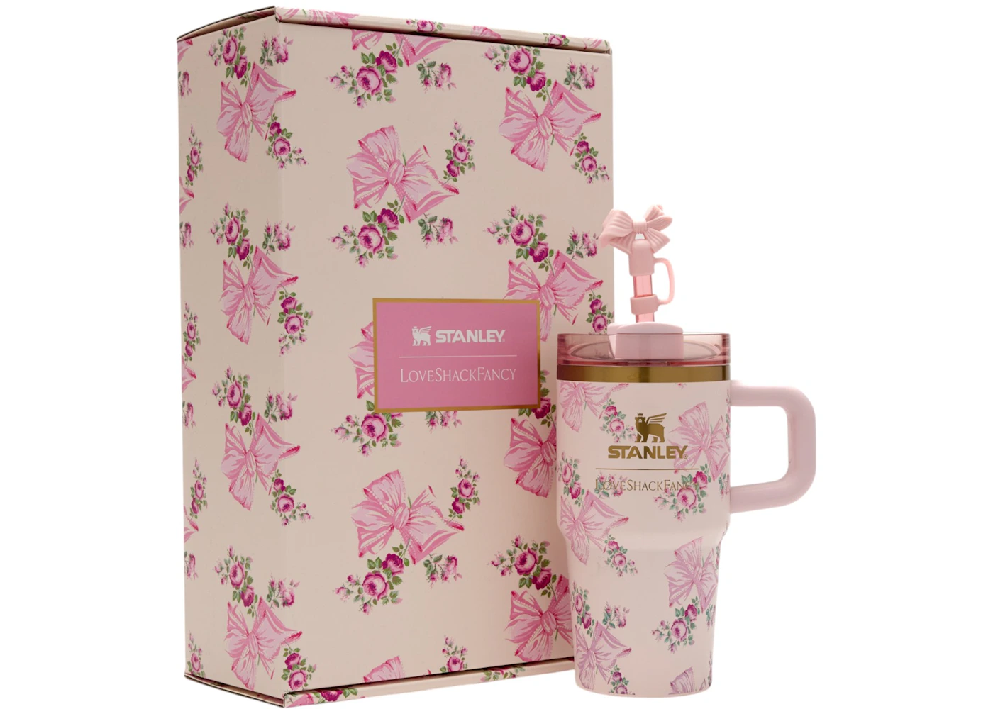 Stanley x LoveShackFancy Flowstate Quencher 20oz Tumbler Pink Mink in ...