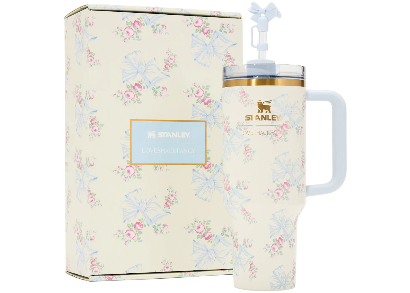 Stanley x LoveShackFancy Flowstate Quencher 40oz Tumbler Pastel Blue in ...