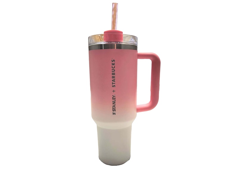 Pre-owned Stanley Women's  X Starbucks Philippines Exclusive Flowstate Quencher 40oz Tumbler In Sweet Pink