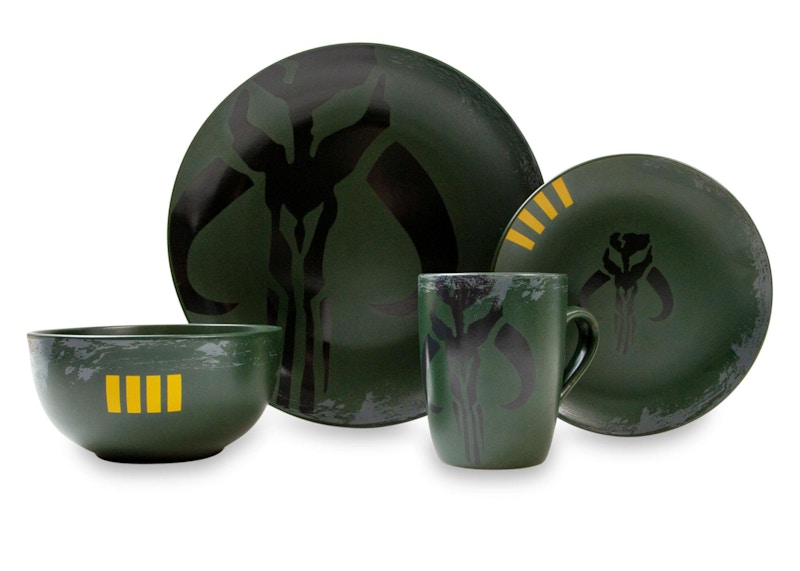 Star Wars Boba Fett Mandalorian Stoneware Plates & Bowl 4-Piece Set - JP