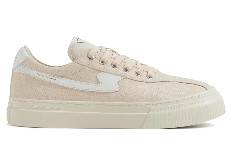 Pre-owned Stepney Workers Club Men's  Dellow Sstrike Cup Canvas Sneakers In Ecru/white