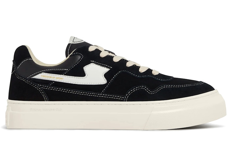 Pre-owned Stepney Workers Club Men's Pearl Sstrike Suede Sneakers In Black/white In Multi