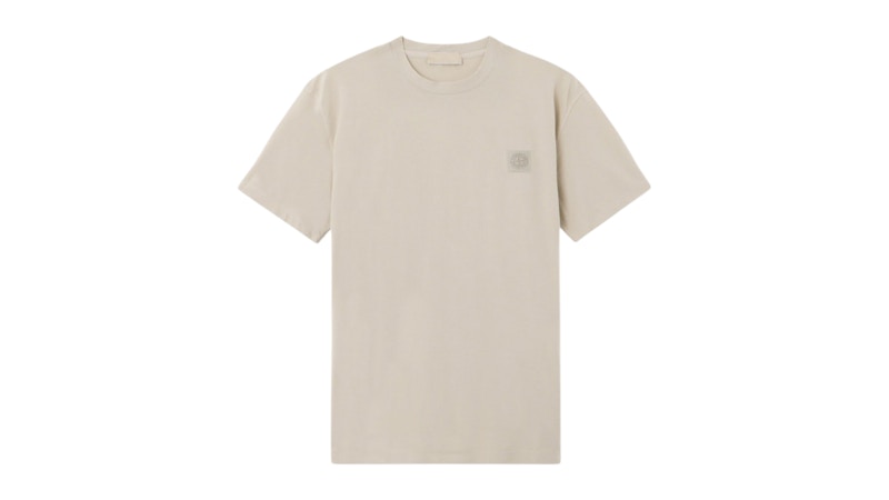 トップス HEAVY COTTON JERSEY stone  STONE ISLAND Logo-Appliquéd Garment-Dyed Cotton-Jersey Half