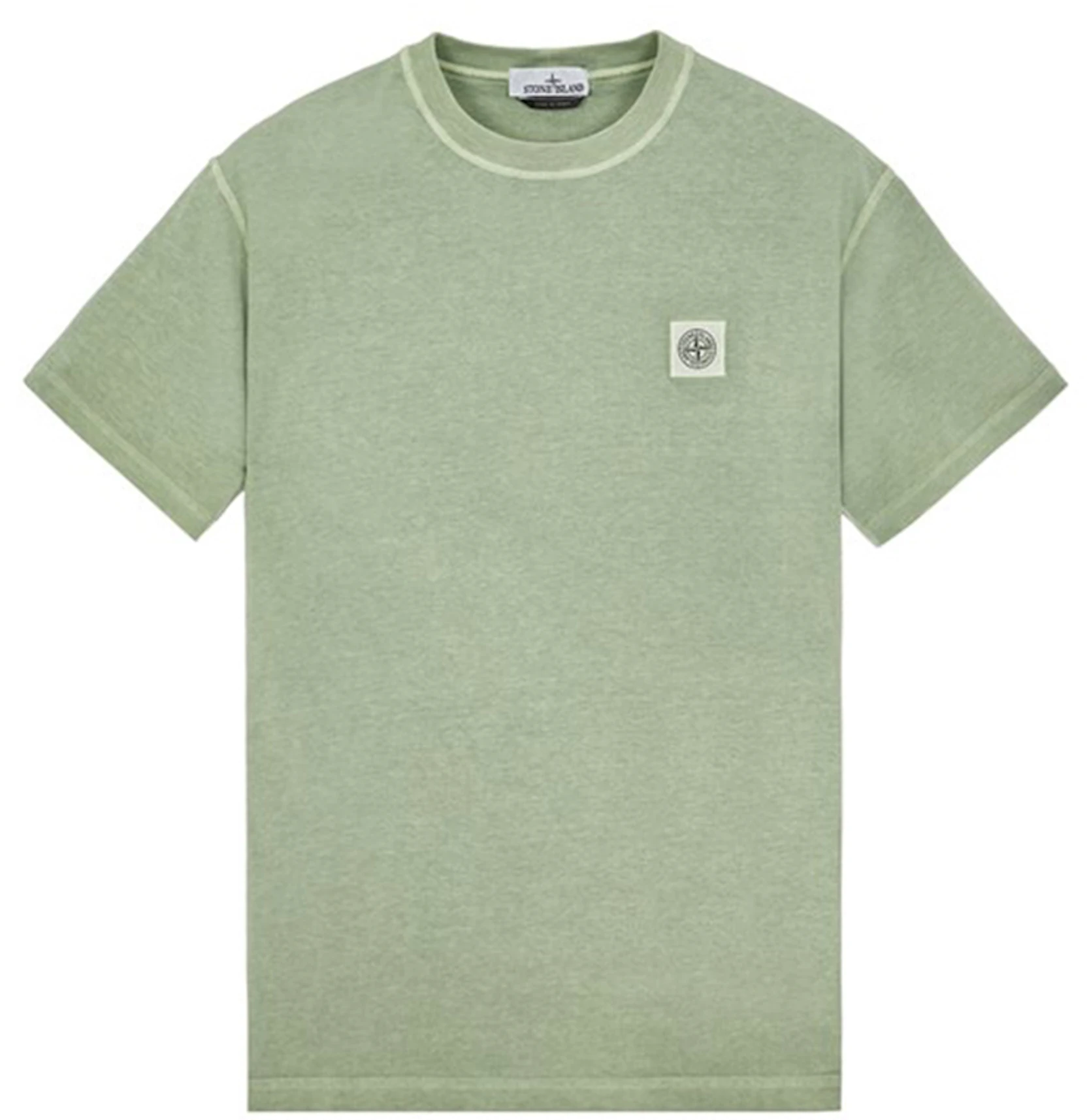 Stone Island 23757 Organic Cotton Fissato Effect T-shirt Sage Green ...