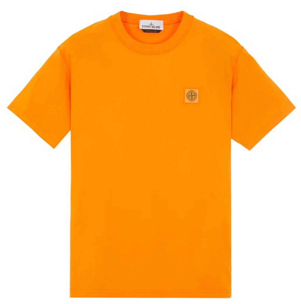 Stone Island 23757 Organic Cotton Fissato Effect T-shirt Sienna Orange ...