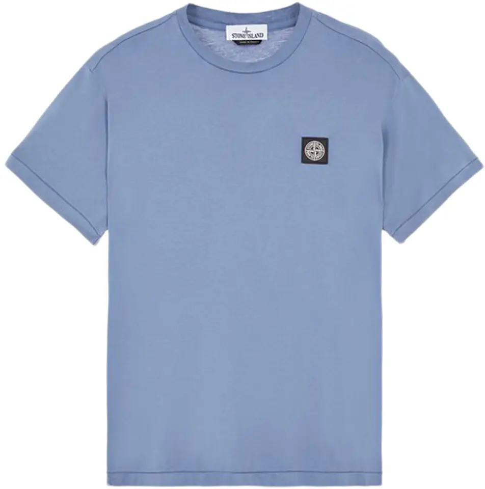 Stone Island 24113 60/2 Cotton Jersey Garment Dyed T-Shirt Avio Blue ...