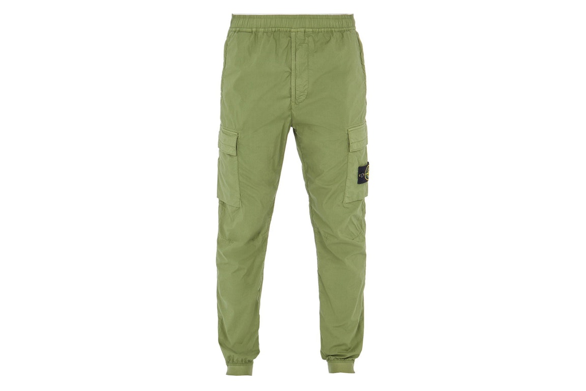 Pre-owned Stone Island 31303 Stretch Cotton Tela 'paracadute' Garment Dyed Cargo Pants Olive
