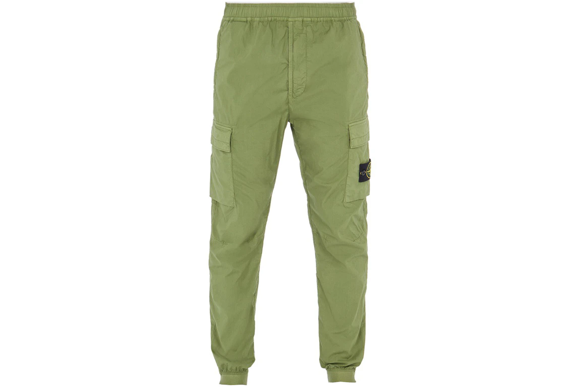 Stone Island 31303 Stretch Cotton Tela 'Paracadute' Garment Dyed Cargo Pants Olive