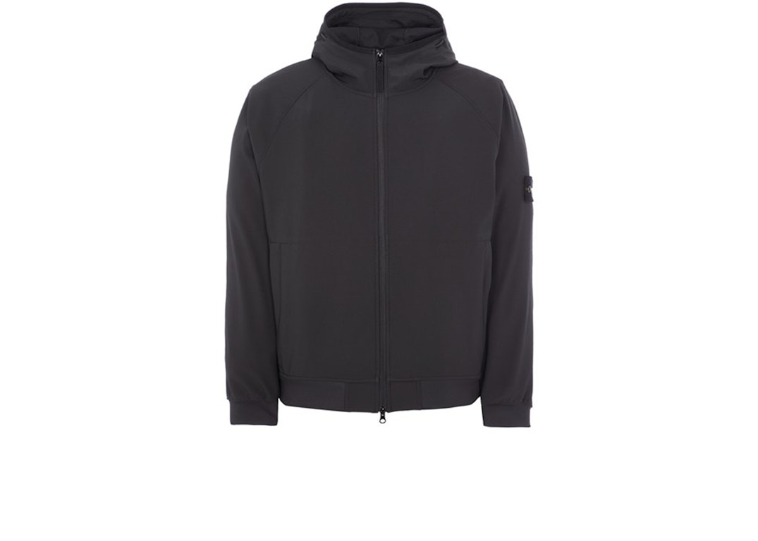 Pre-owned Stone Island 40927 Light Soft Shell-r E.dye Technology In Recycled Polyester Jacket Black