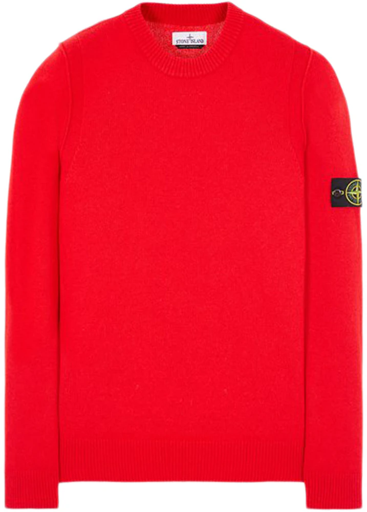 Stone Island 508A3 Stockinette Stitch Lambswool Knitted Sweater Red Men ...